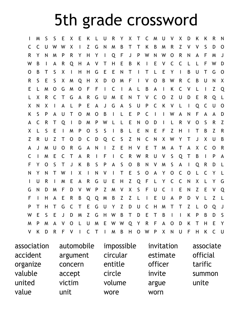 5th 6th Grade Word Search WordMint