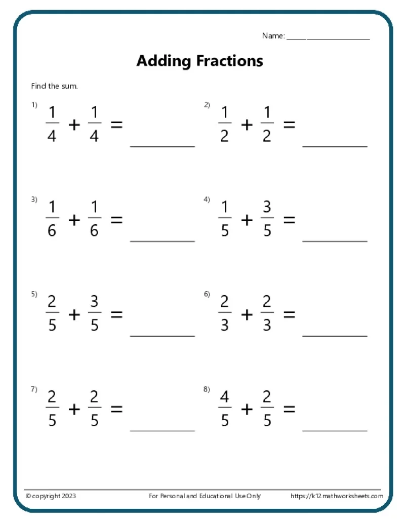 5th Grade Free Printable Worksheets