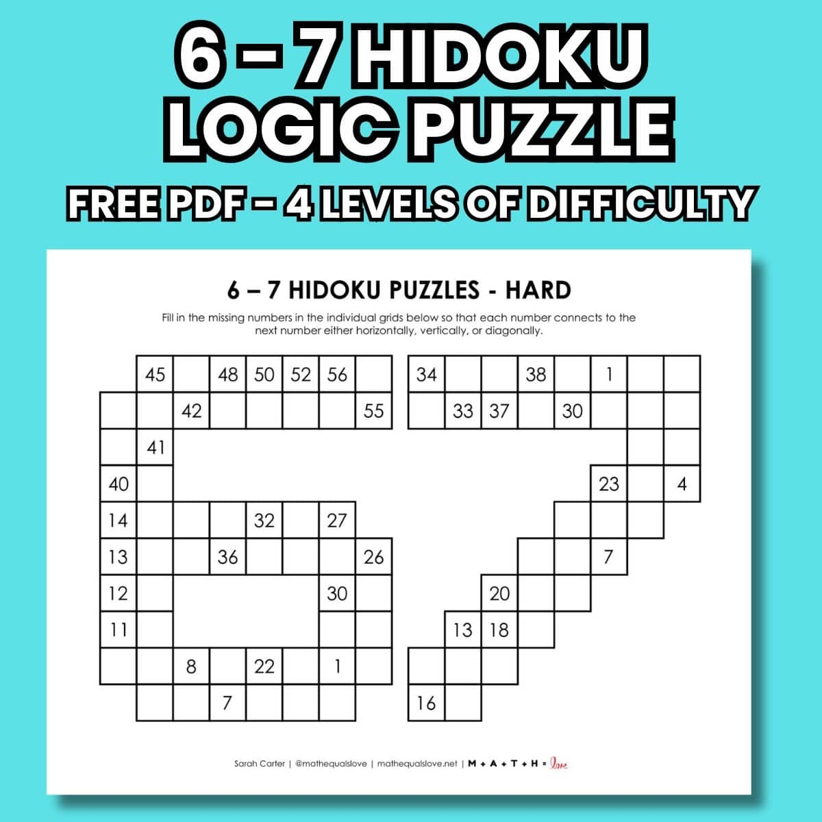 6 7 Hidoku Logic Puzzles Math Love