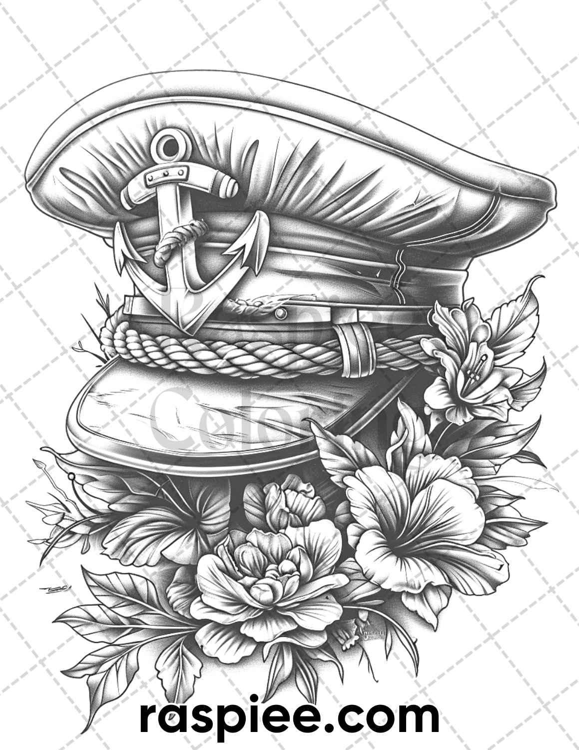 62 Classic American Tattoos Grayscale Adult Coloring Pages Printable RASPIEE