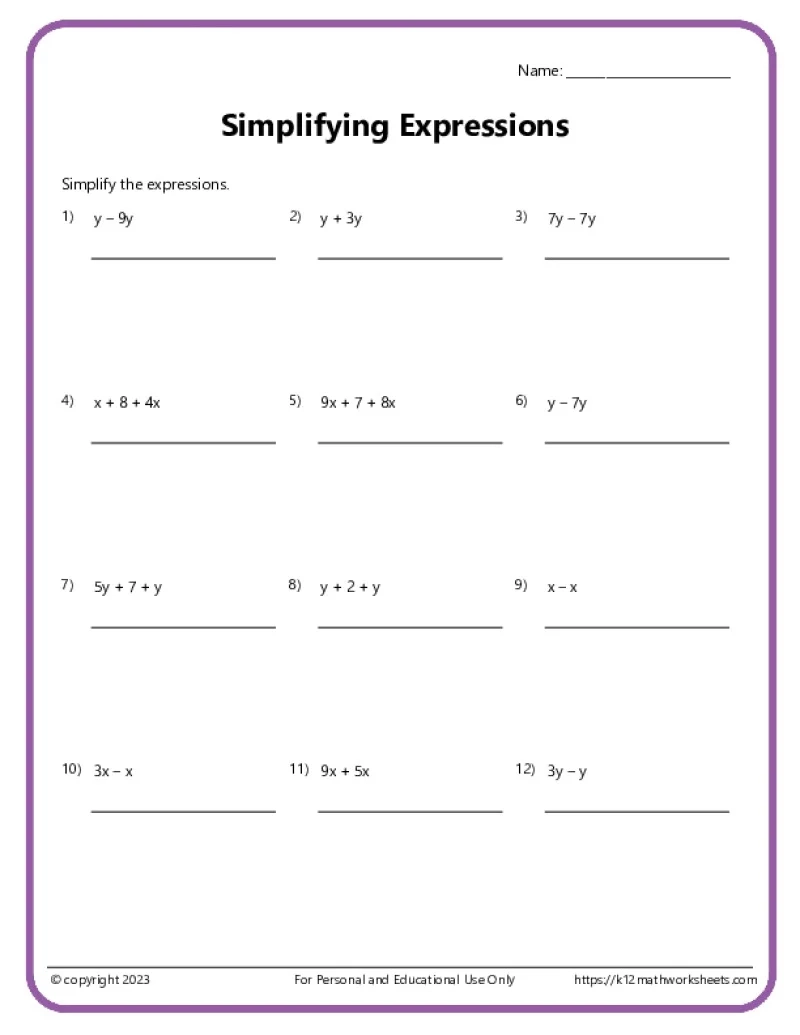 6th Grade Math Worksheets Printable