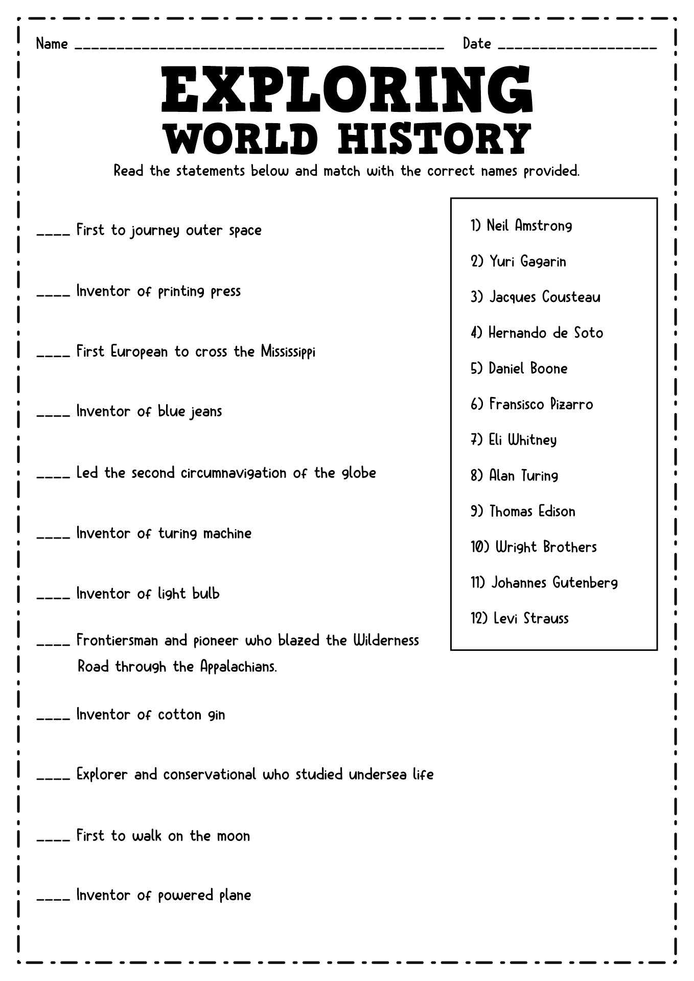 7 Free Printable History Worksheets Free PDF At Worksheeto 