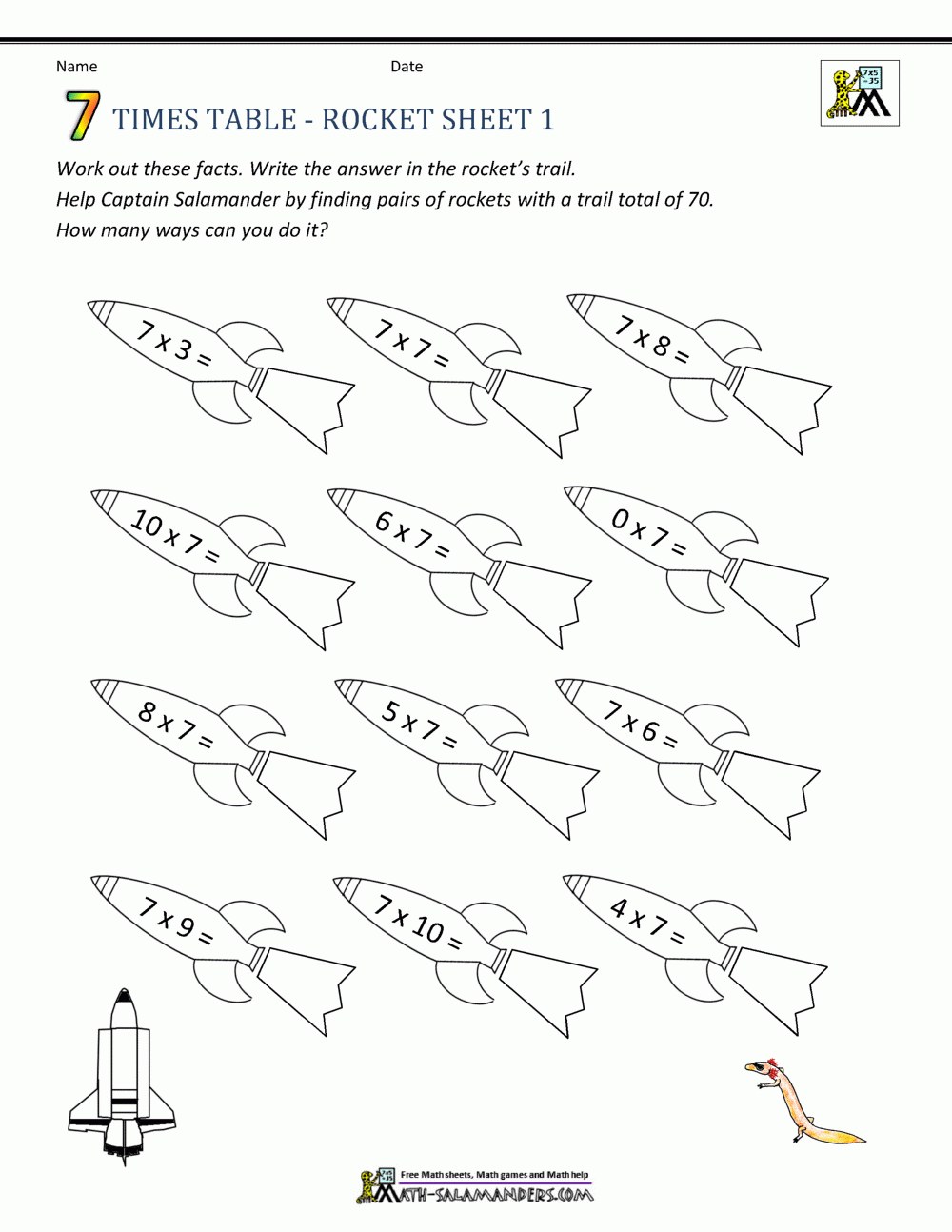 7 Times Tables Worksheets Printable