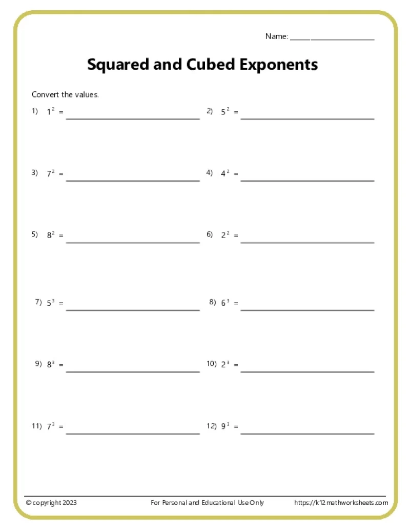 Algebra Printable Worksheets