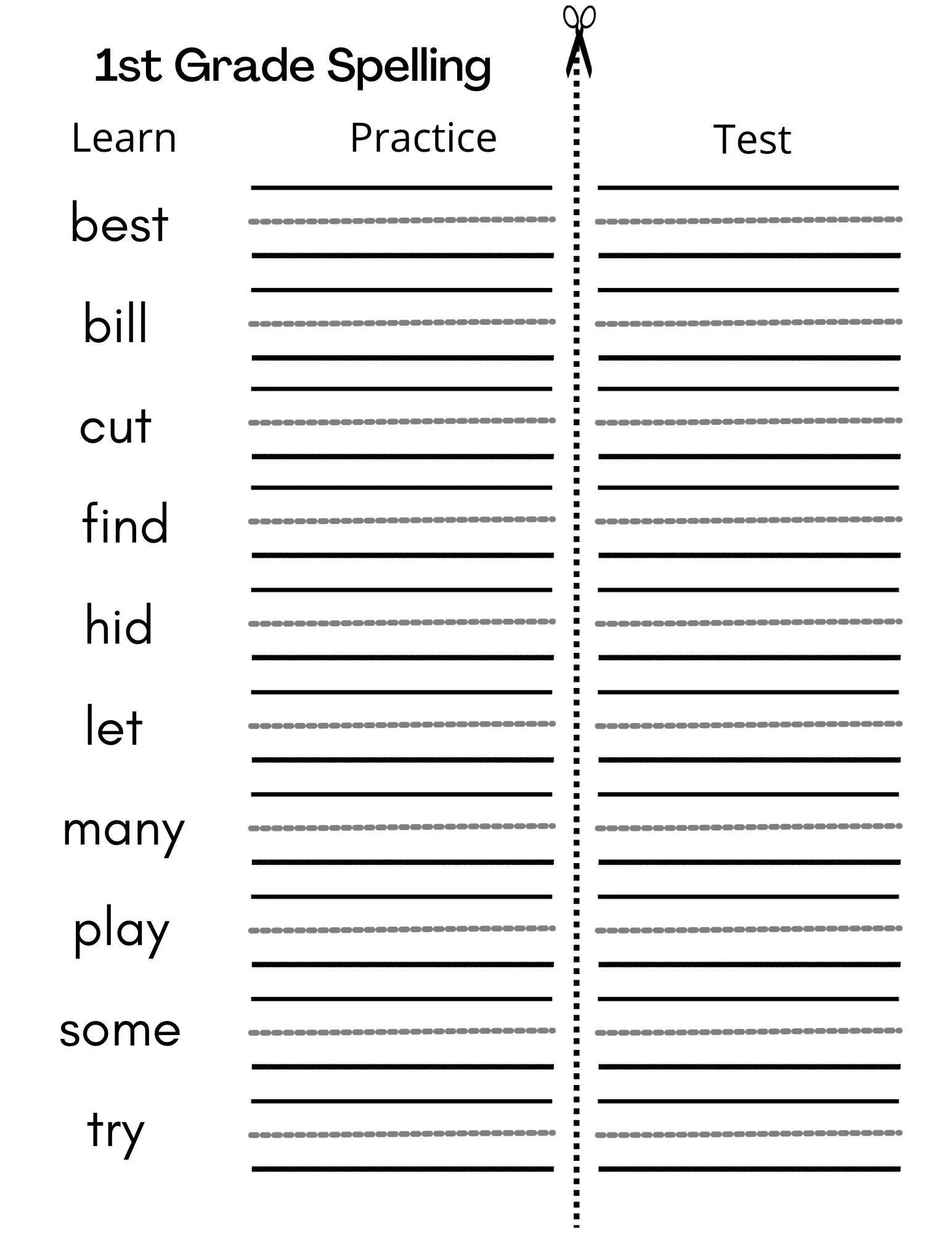Printable Spelling Worksheets