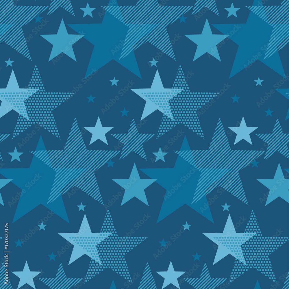 Abstract Geometry Night Star Motif Marine Blue Color Abstract Concept Design Vector Seamless Pattern For Fabric Wrapping Paper Print And Web Surface Design Stock Vector Adobe Stock