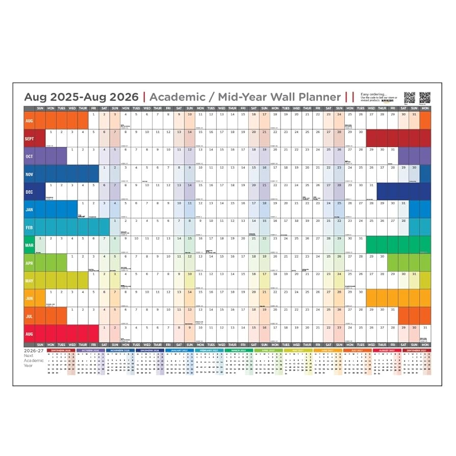 Academic Wall Planner 2025 26 A2 42cmx59 4cm August 2025 26 Students Schools Colleges Universities And Parents Keep Track Of Holidays Revision Exams And Key Dates With The Wall Calendar Amazon co uk 
