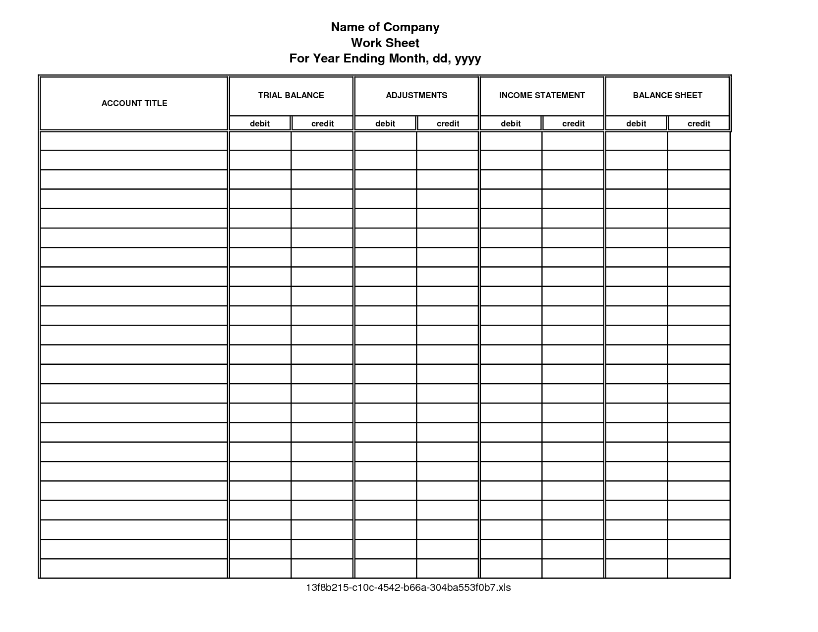 Printable Accounting Worksheets