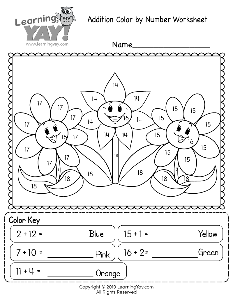 Color By Number Math Worksheets Printable