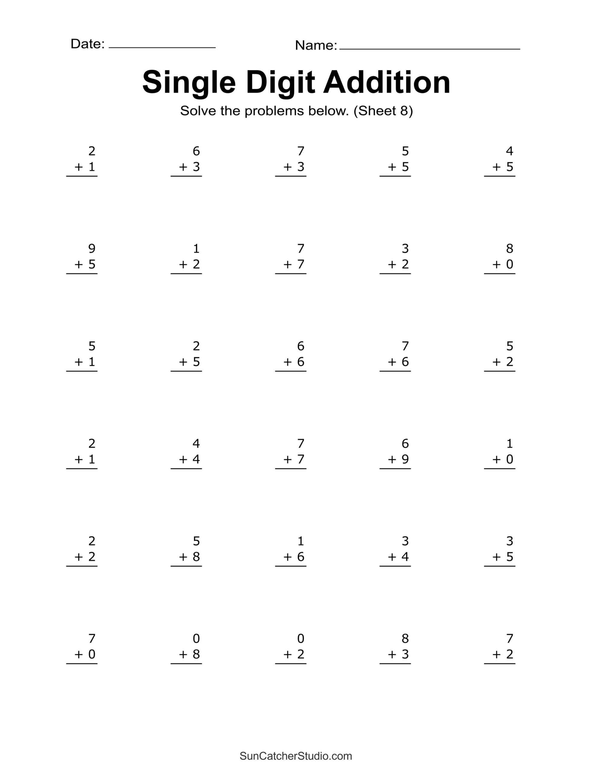 Free Printable Minute Math Worksheets