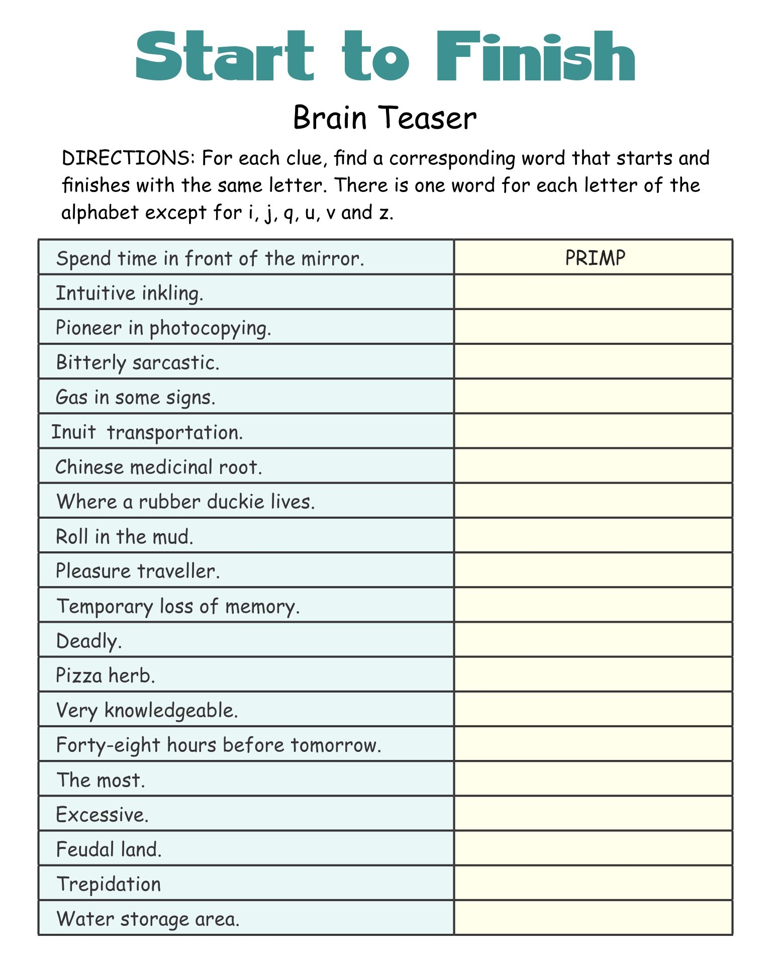 Memory Printable Cognitive Worksheets For Adults