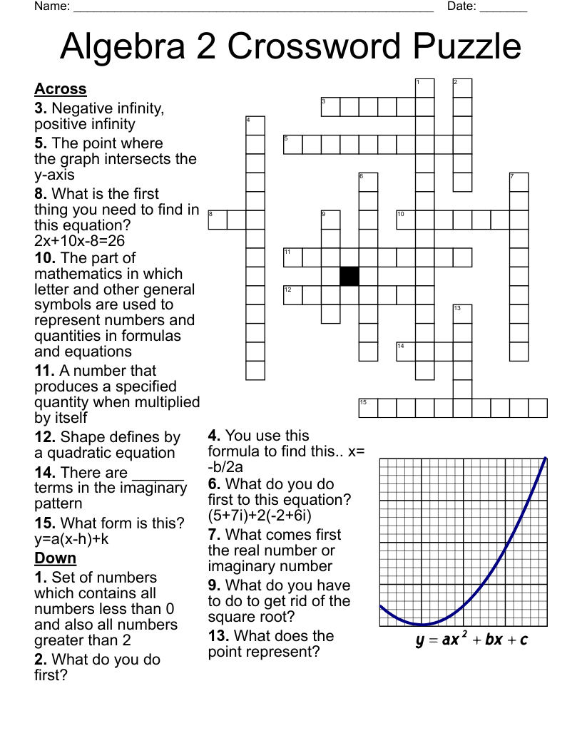 Free Algebra Printable Crossword Puzzles