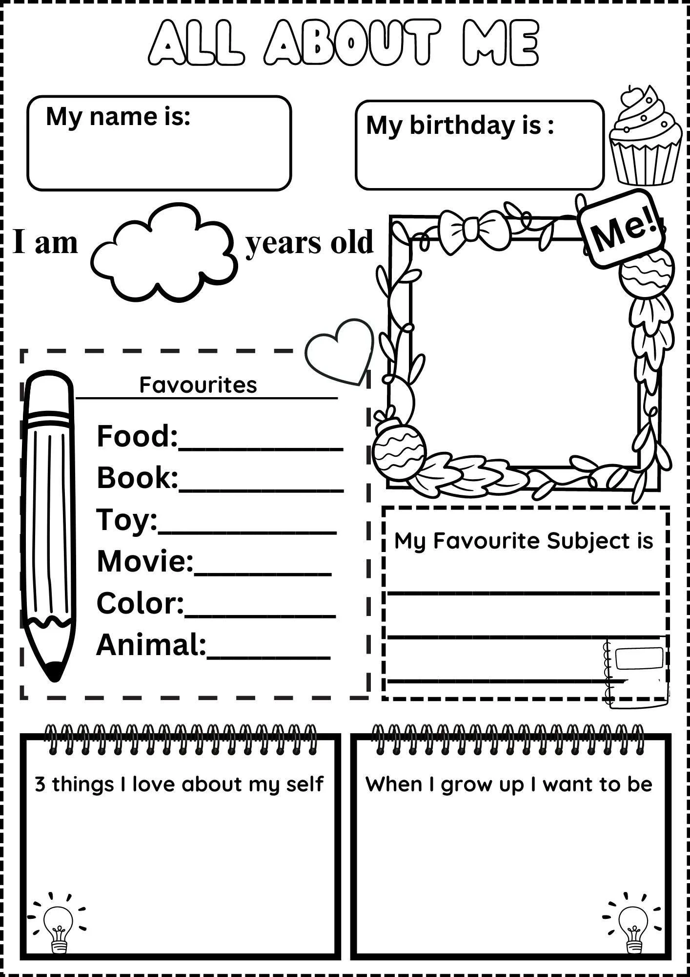 Printable All About Me Worksheet