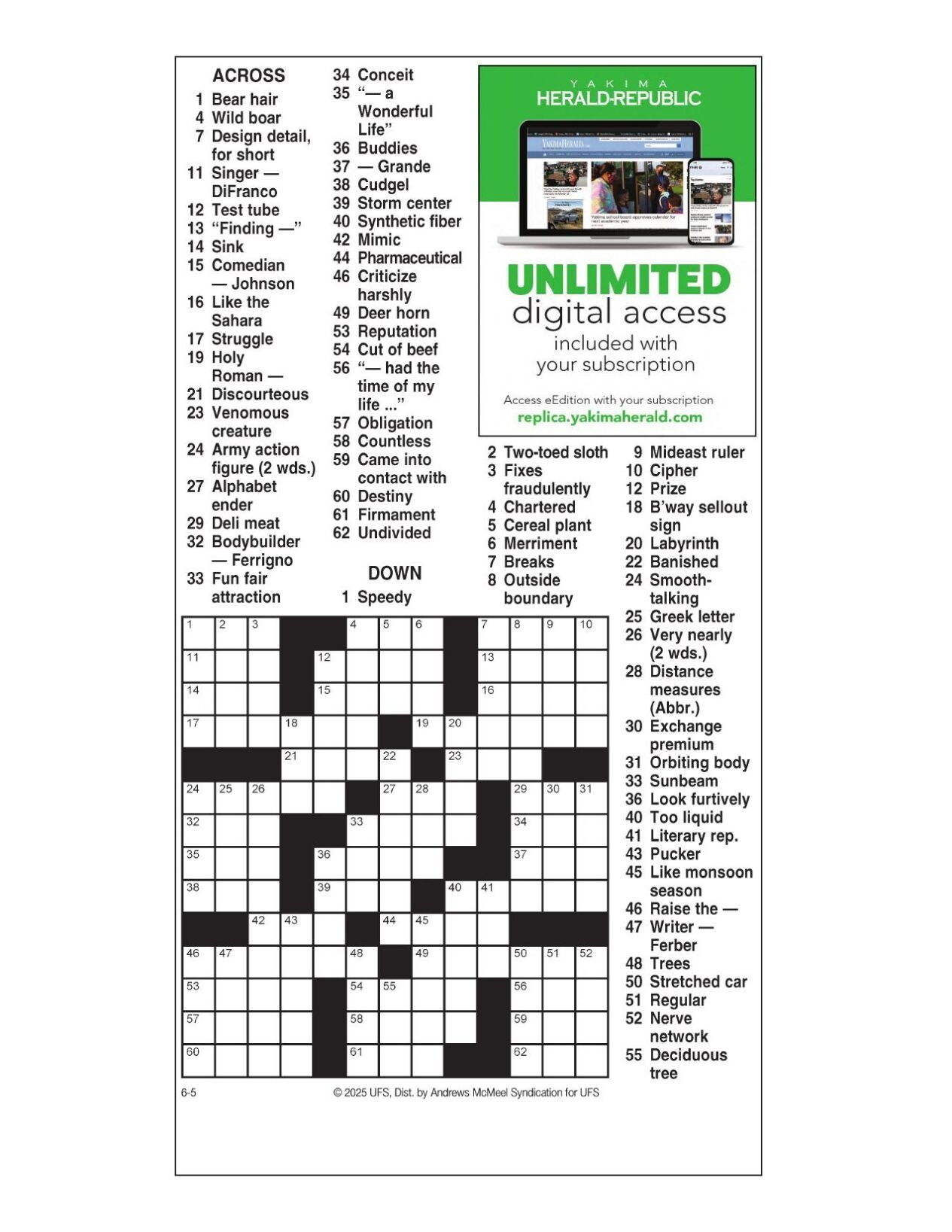 AM Crossword June 5 2025 Crosswords Yakimaherald