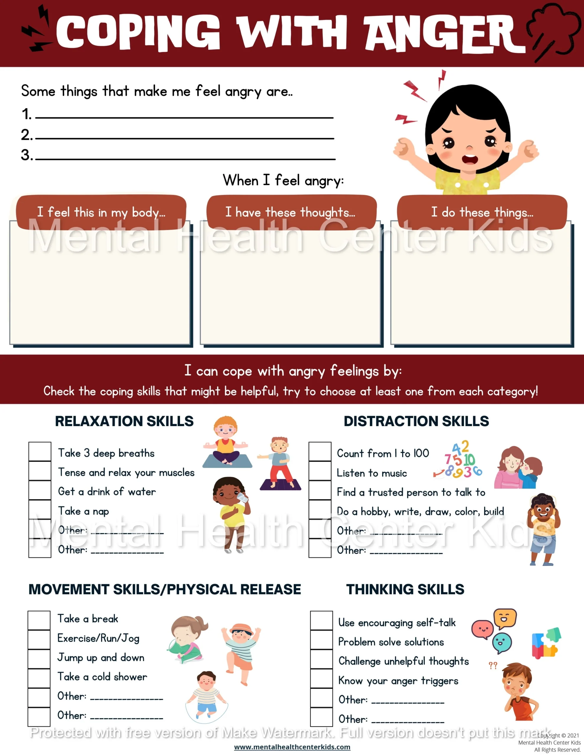 Anger Worksheets For Kids