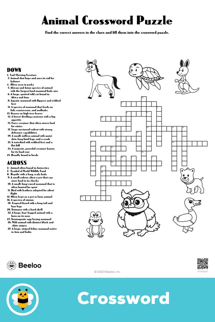 Animal Printable Crossword Puzzles