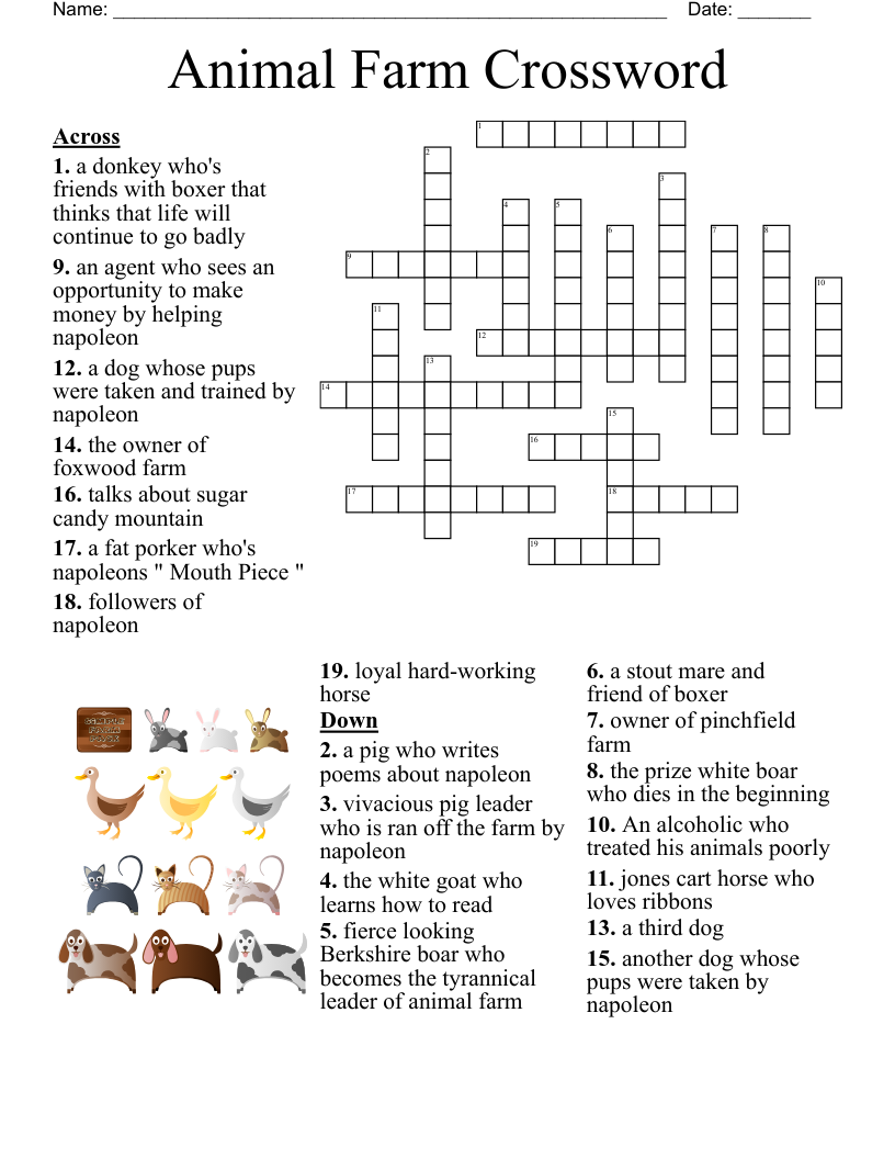 Animal Farm Crossword WordMint