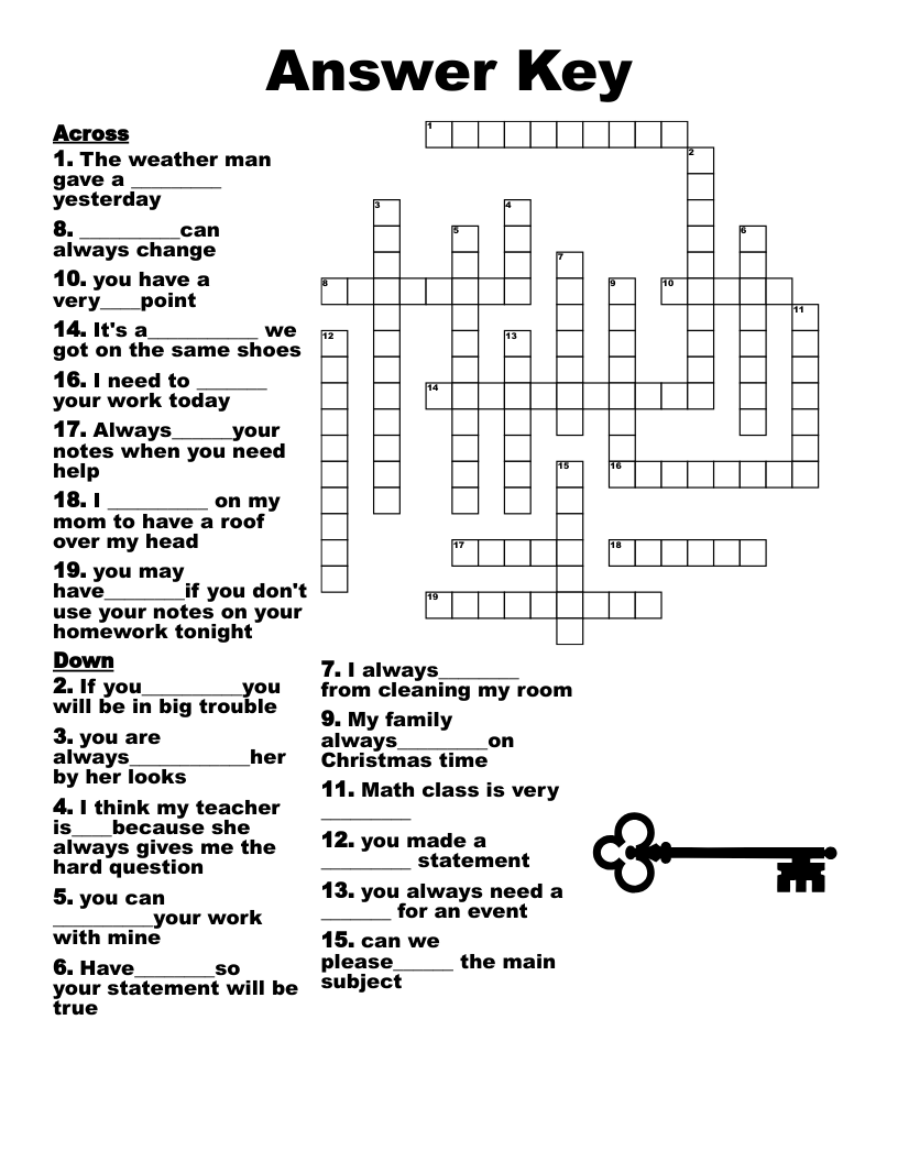 Crossword Puzzles And Answers Printable