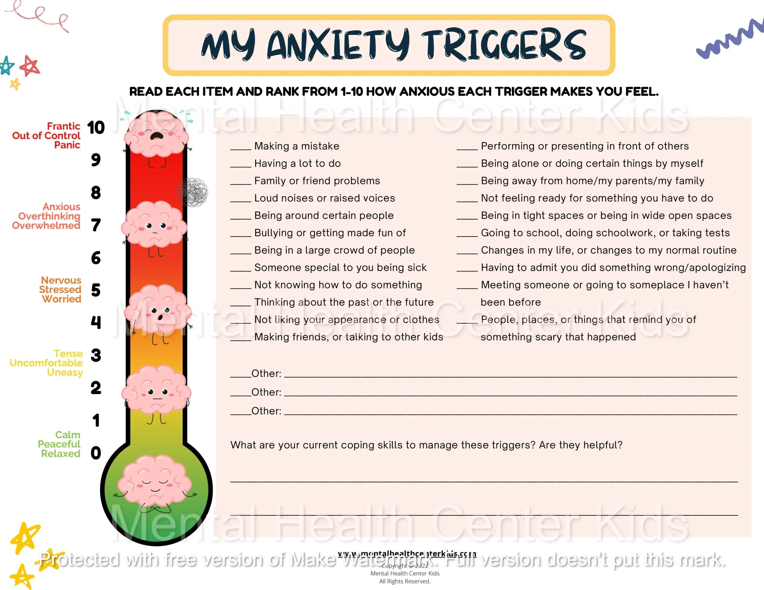 Free Printable Anxiety Worksheets