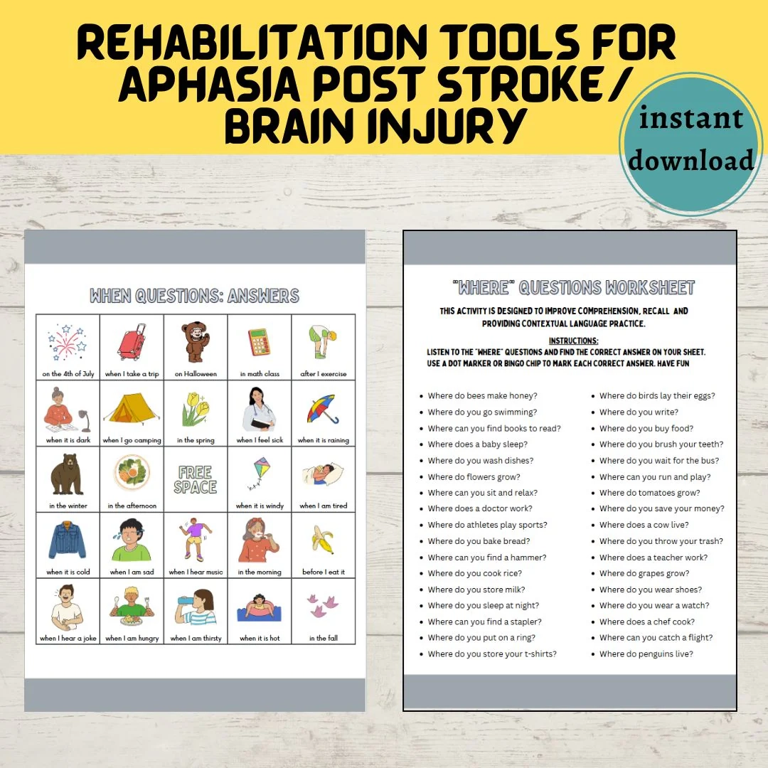 Aphasia Printable Worksheets Stroke Rehab Semantic Processing Head