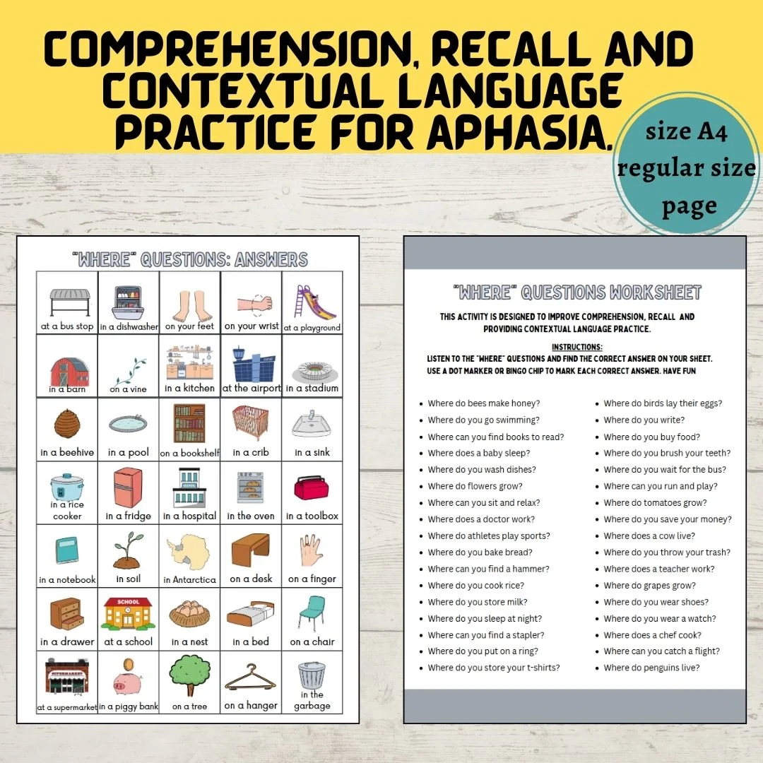Aphasia Printable Worksheets Stroke Rehab Semantic Processing Head