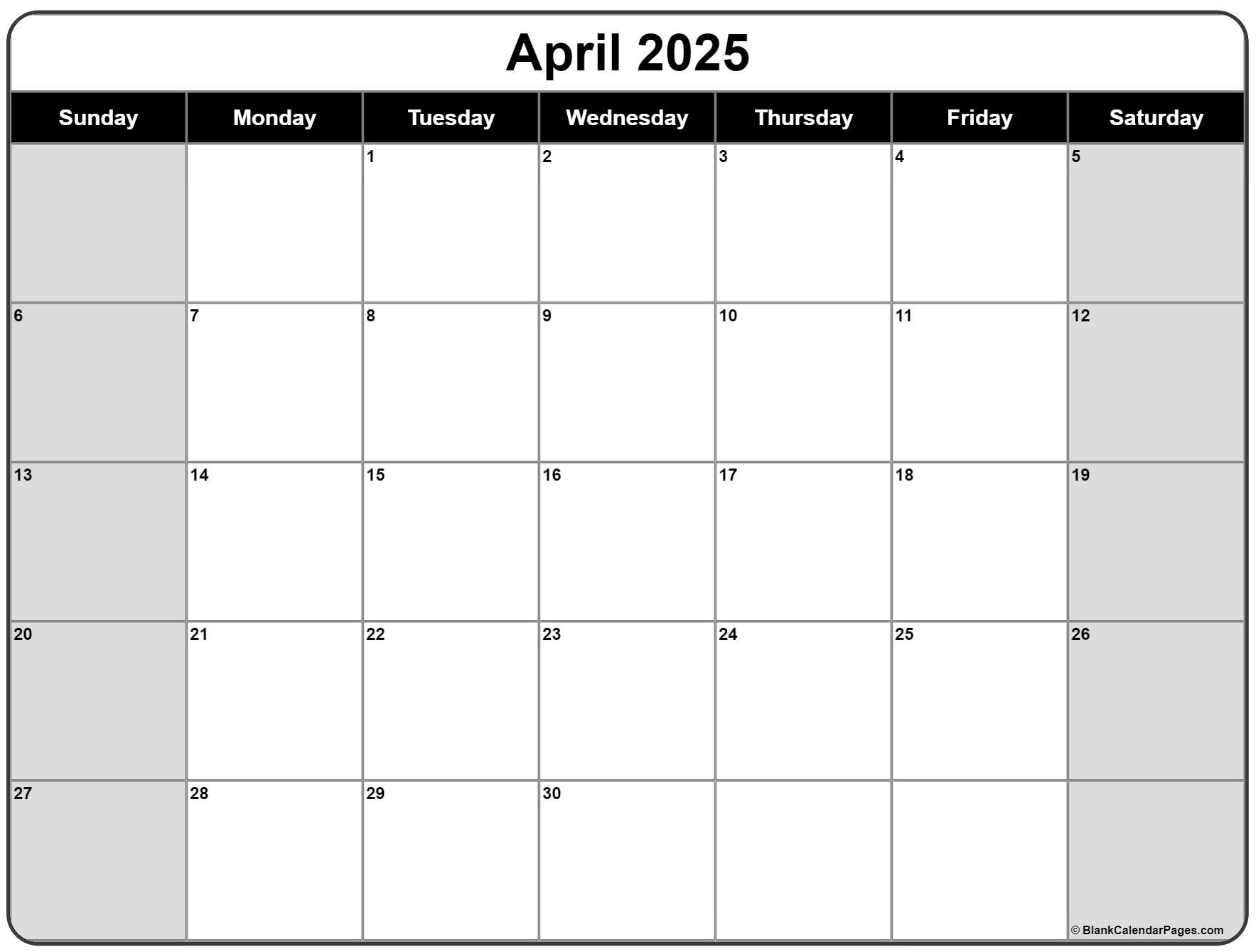 April 2025 Calendar Free Printable Calendars