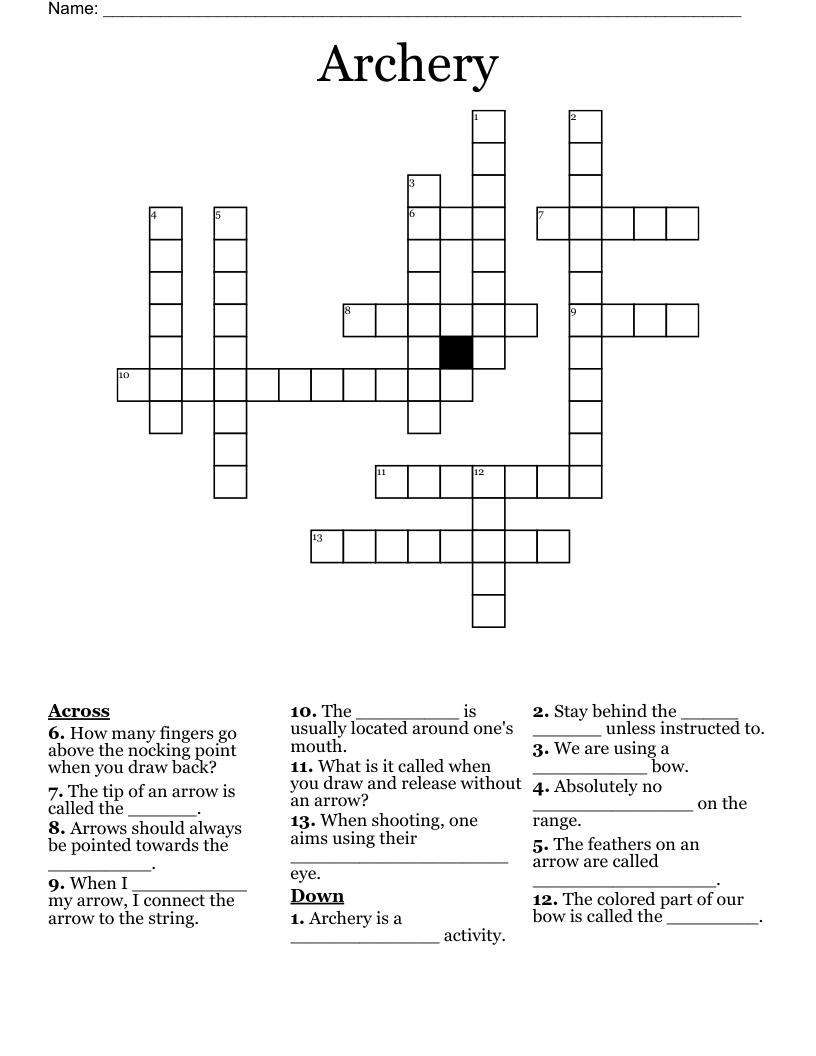 Archery Crossword WordMint
