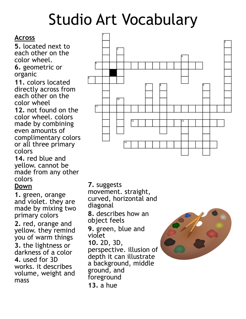 Art Crossword Puzzles Printable