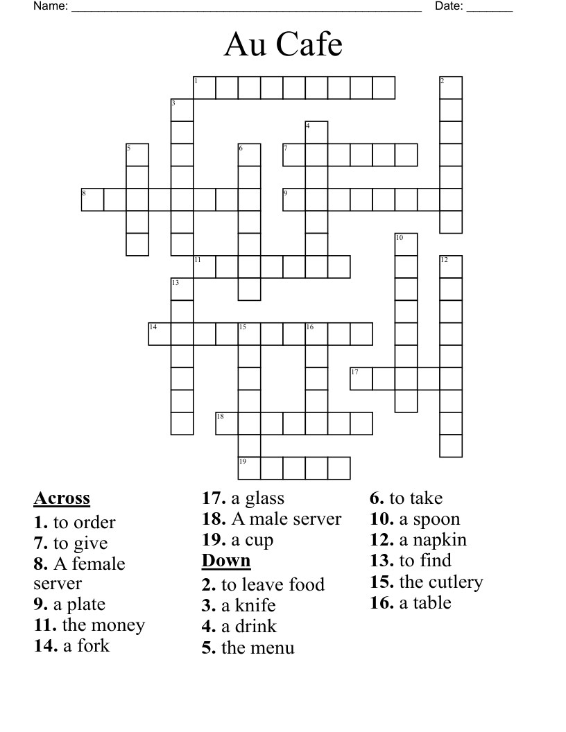 Crossword Puzzles Printable On Table Servers