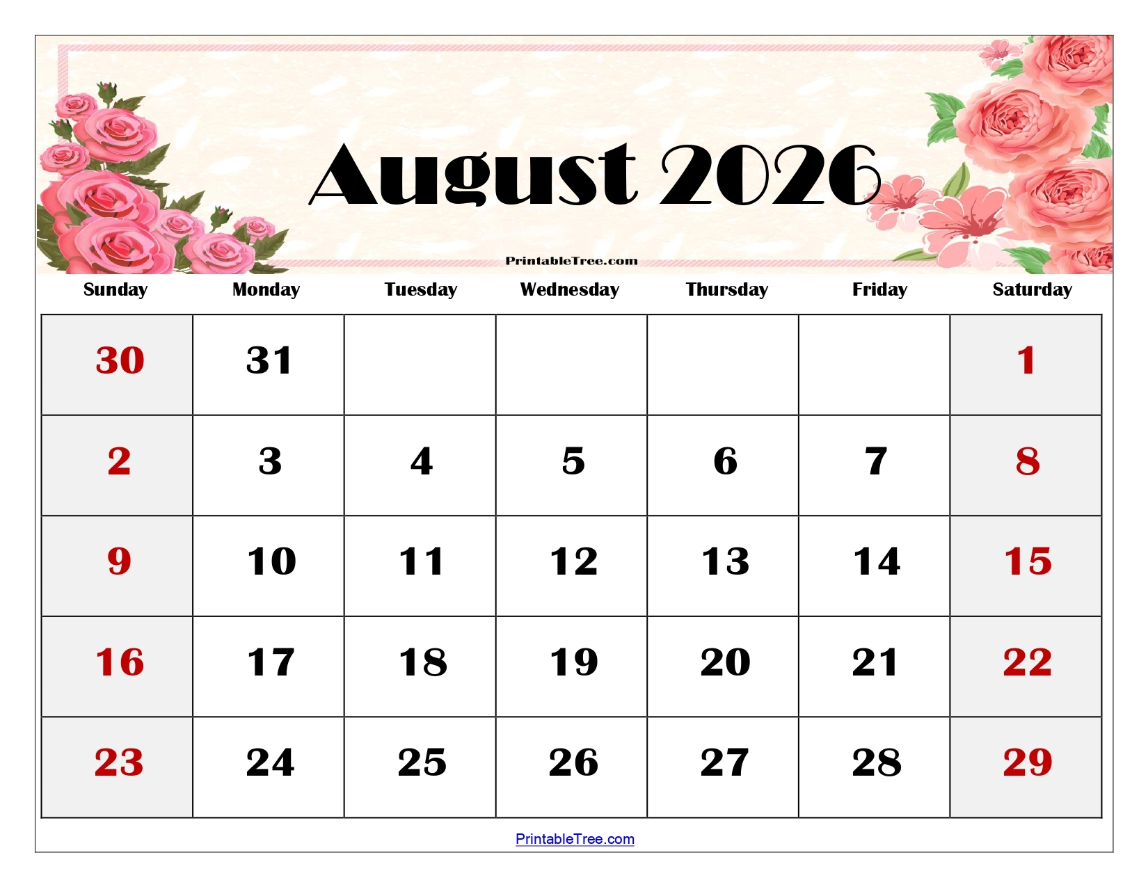 August 2026 Calendar With Holidays
