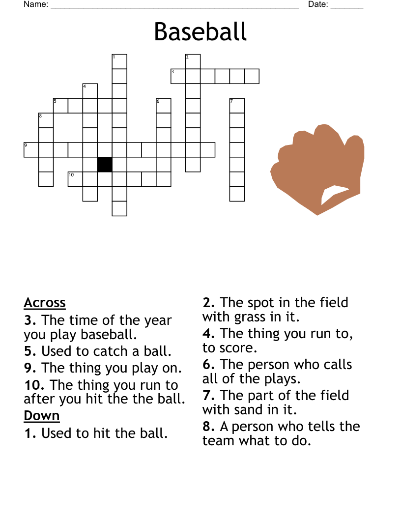 Printable Baseball Crossword Puzzles