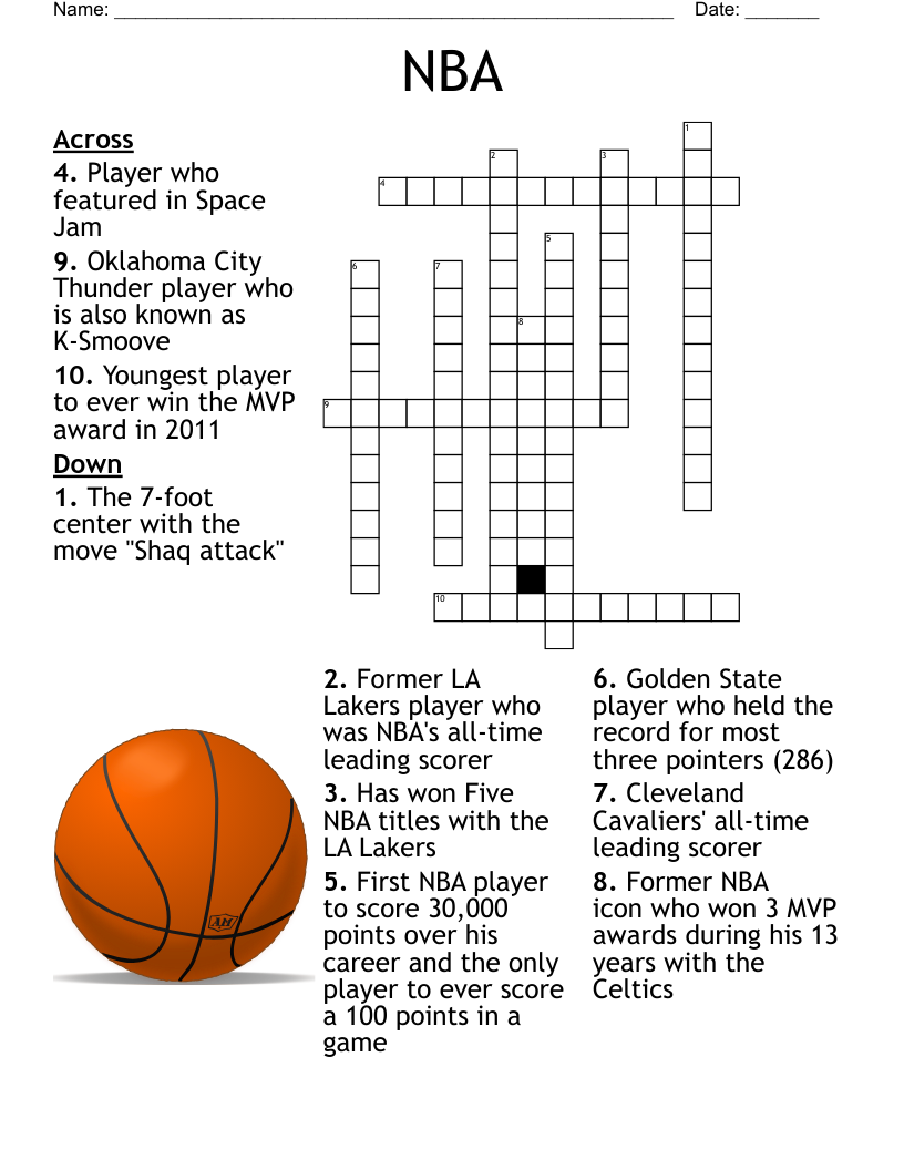 Basketball Crossword WordMint
