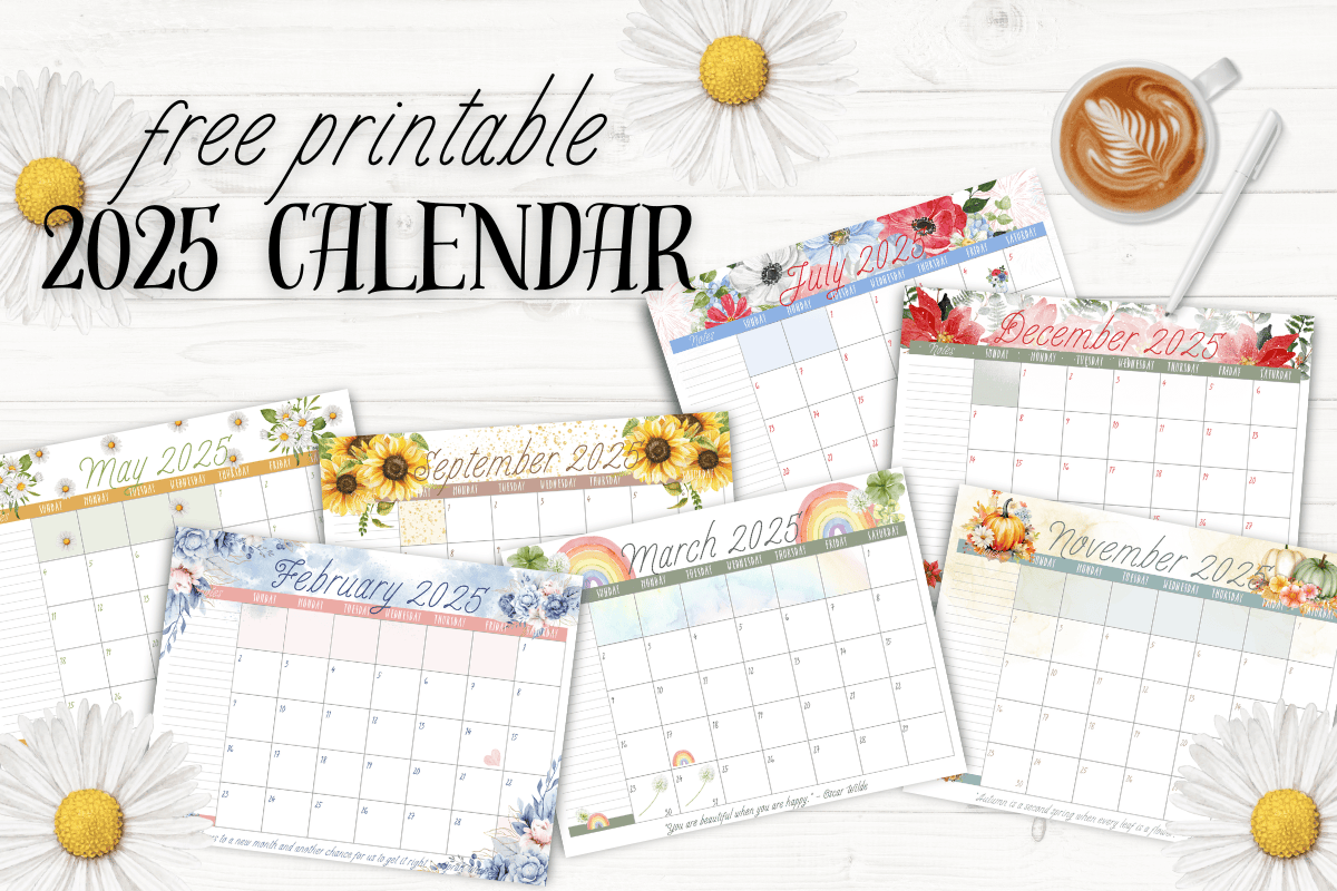 2025 Calendars Floral Design Free Printable