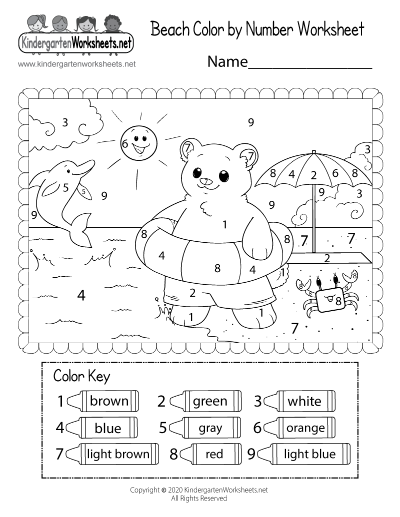Beach Color By Number Worksheet Free Printable Digital amp PDF