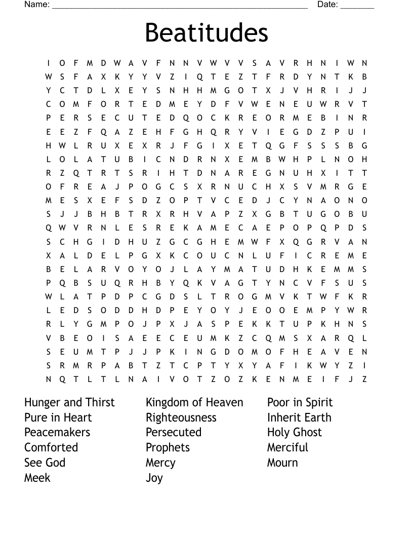 Free Online Printable Bible Puzzles Beatitudes