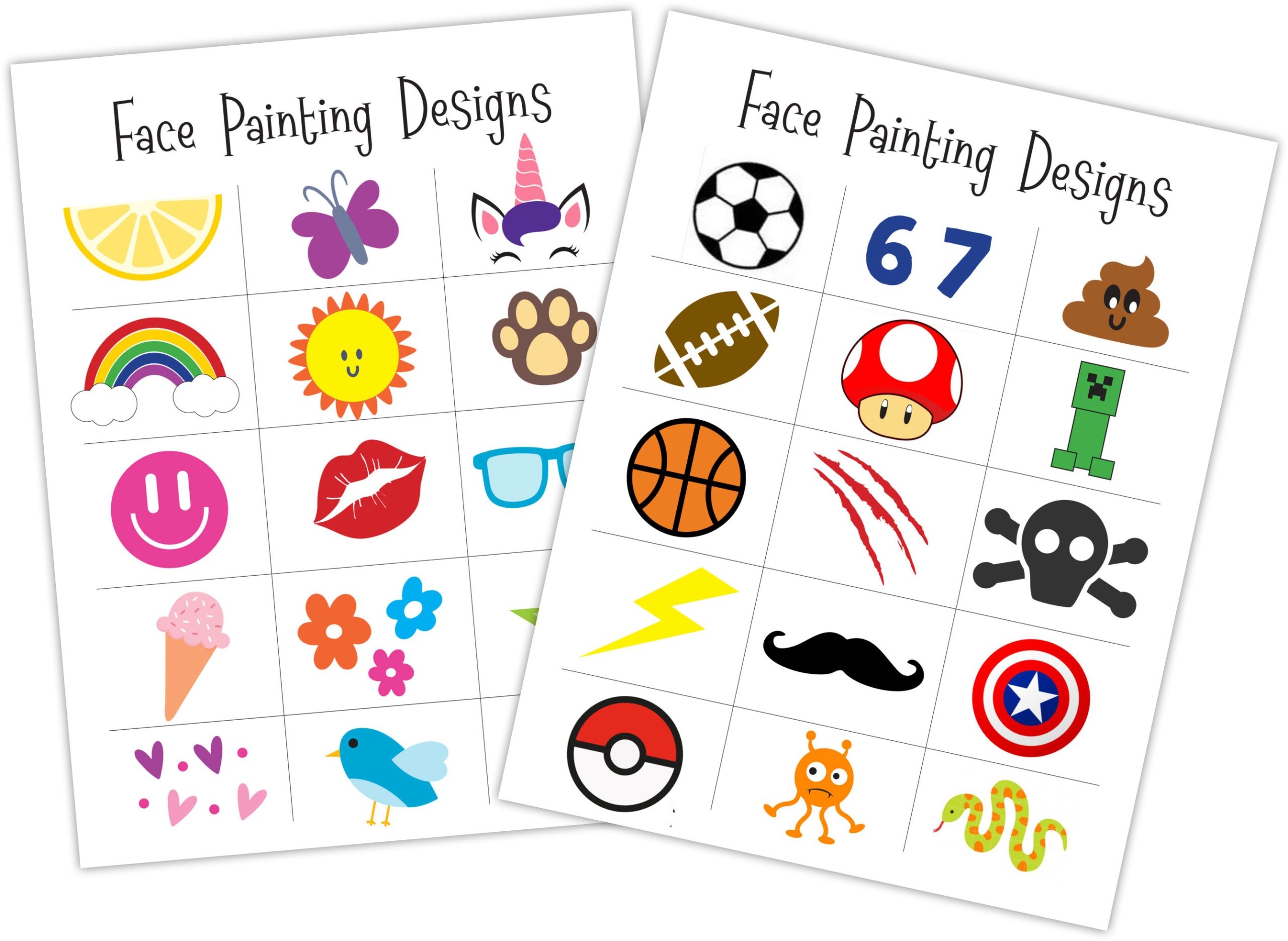 Face Painting Designs Printable