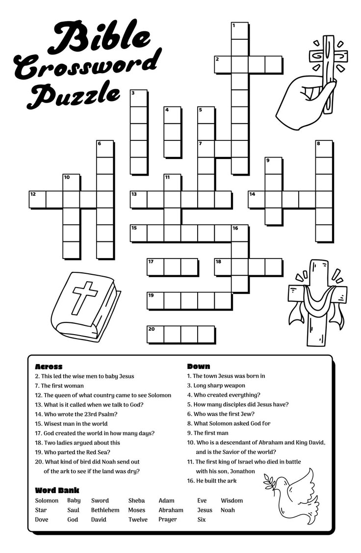 Printable Bible Trivia Crossword Puzzles