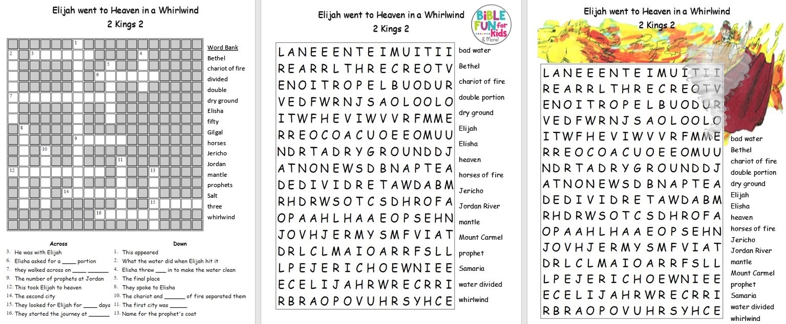 Free Bible Crossword Puzzles Printable-Elijah