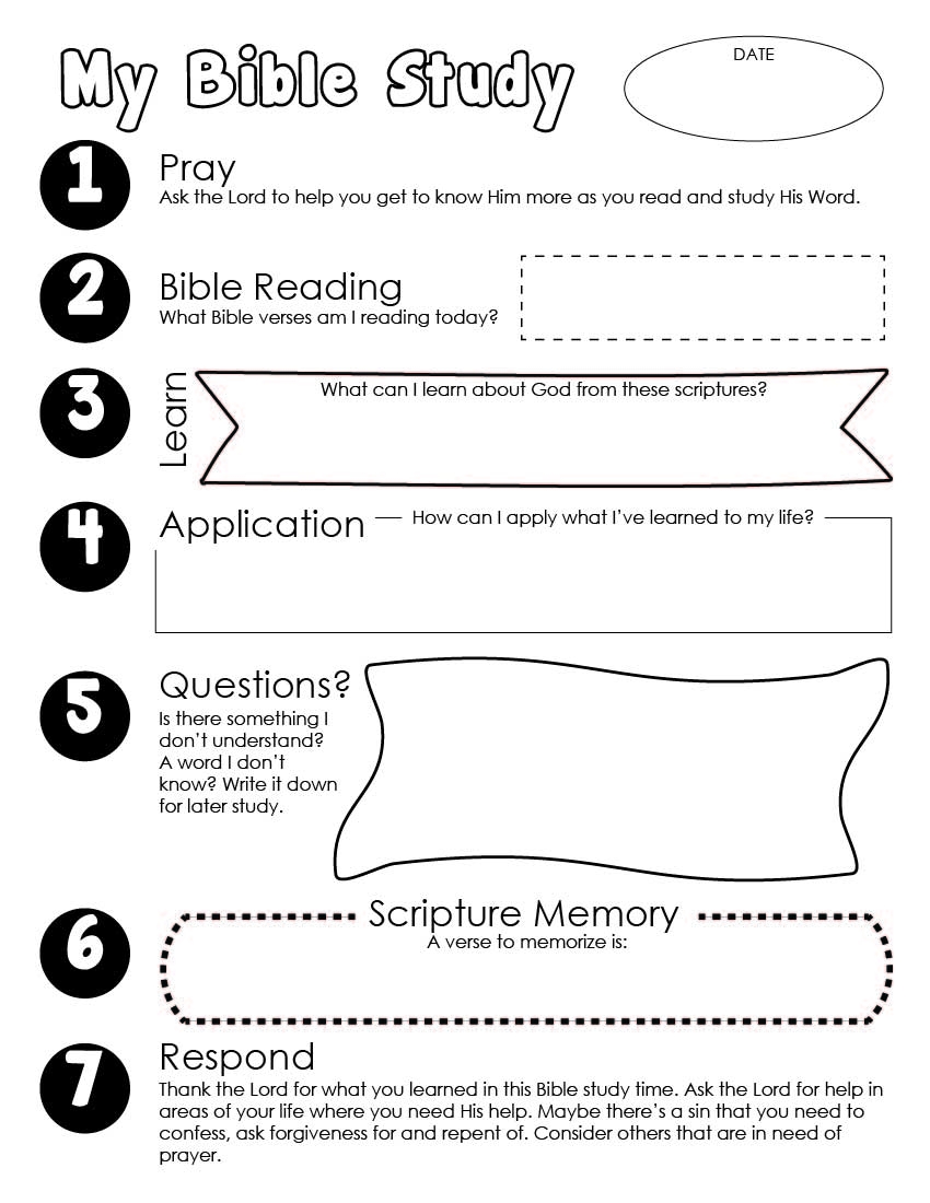 Free Printable Bible Worksheets For Youth