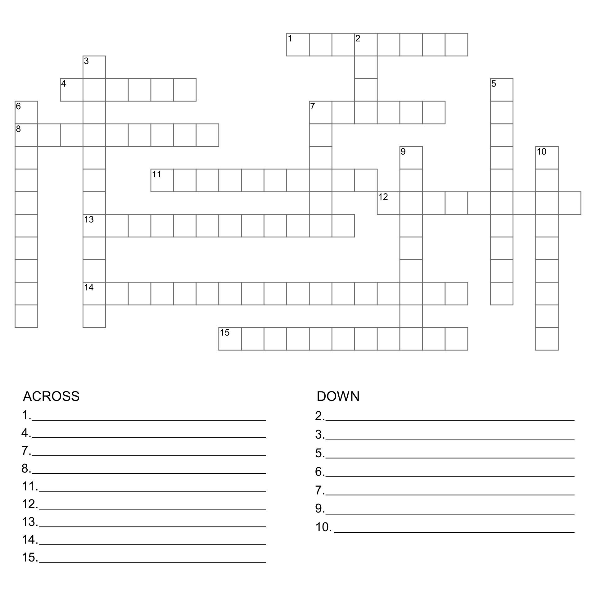 Blank Printable Crossword Puzzles