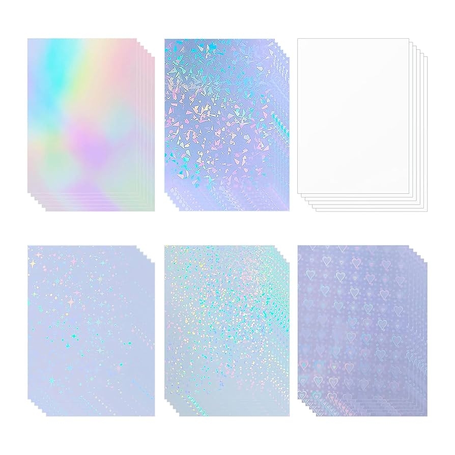 Bleidruck 36 Sheets Holographic Clear Vinyl Holographic Stickers 