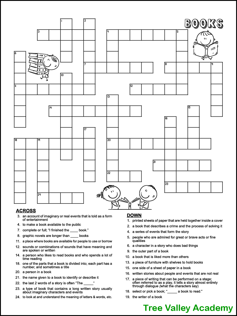 Crossword Puzzles For 4th Graders Printable