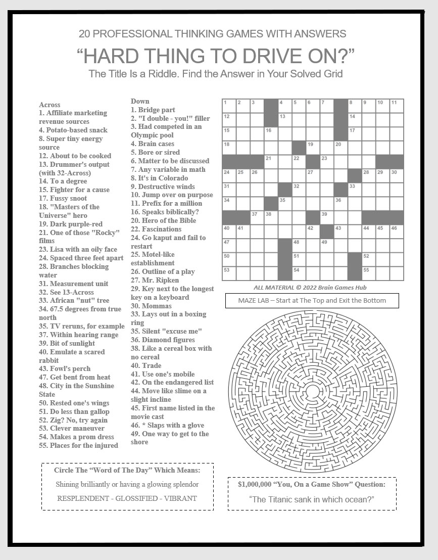 Printable Crossword Puzzles By Timothy Parker