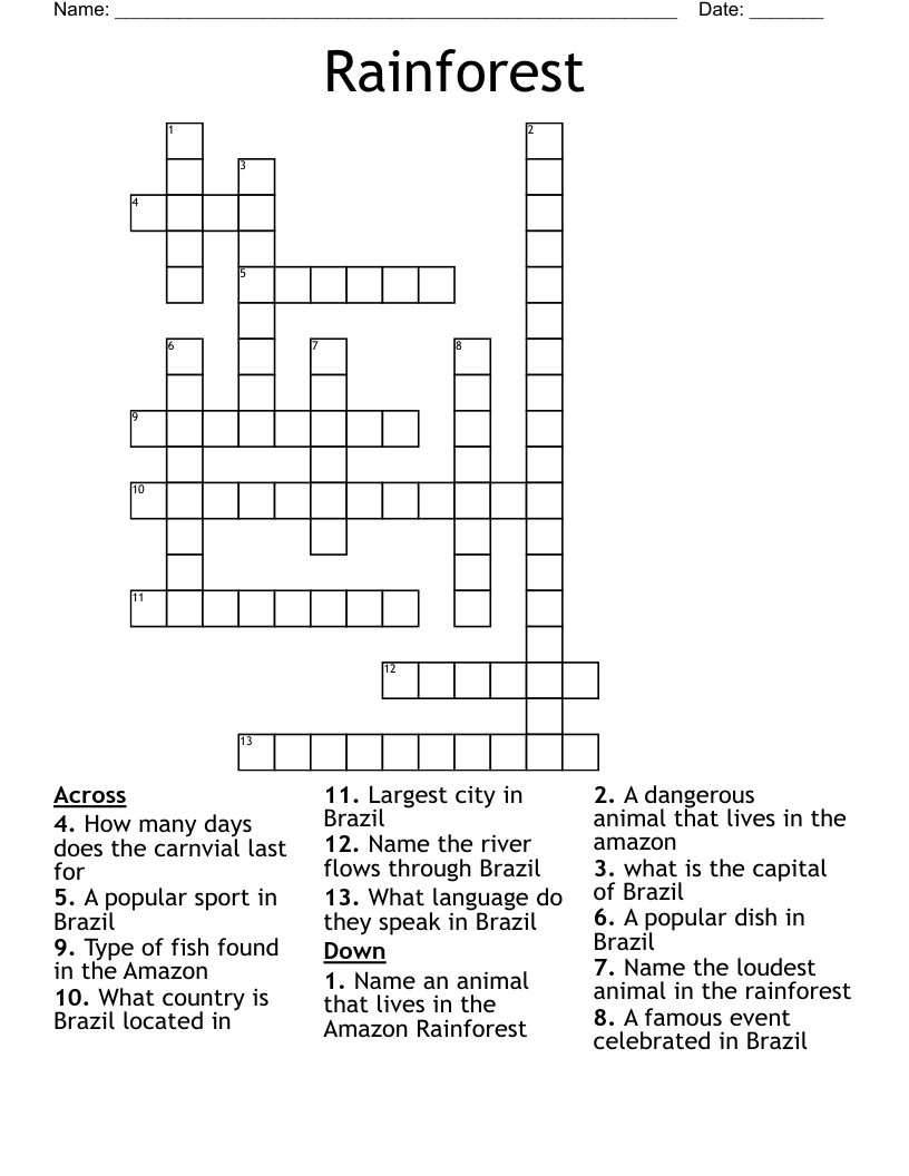 Crossword Puzzles Printable Brazil