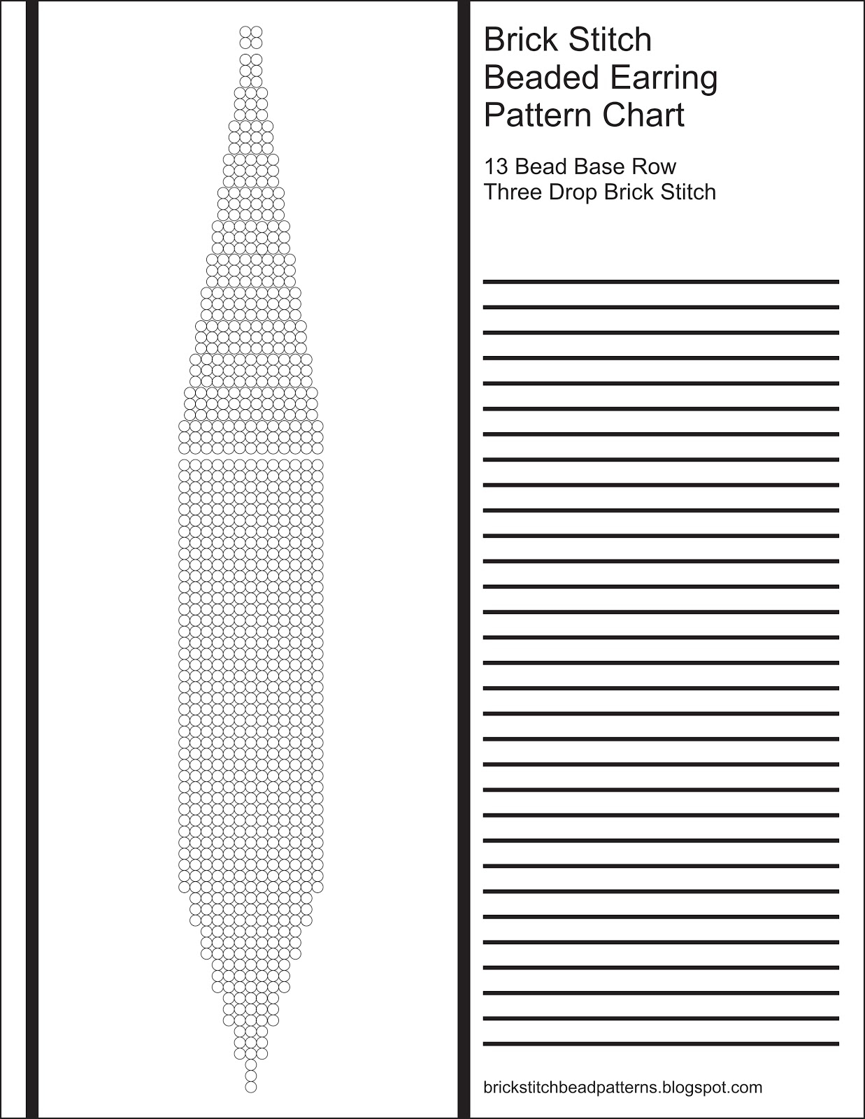 Brick Stitch Bead Patterns Journal 13 Bead Base Row 3 Drop Blank Round Beaded Earring Pattern Chart