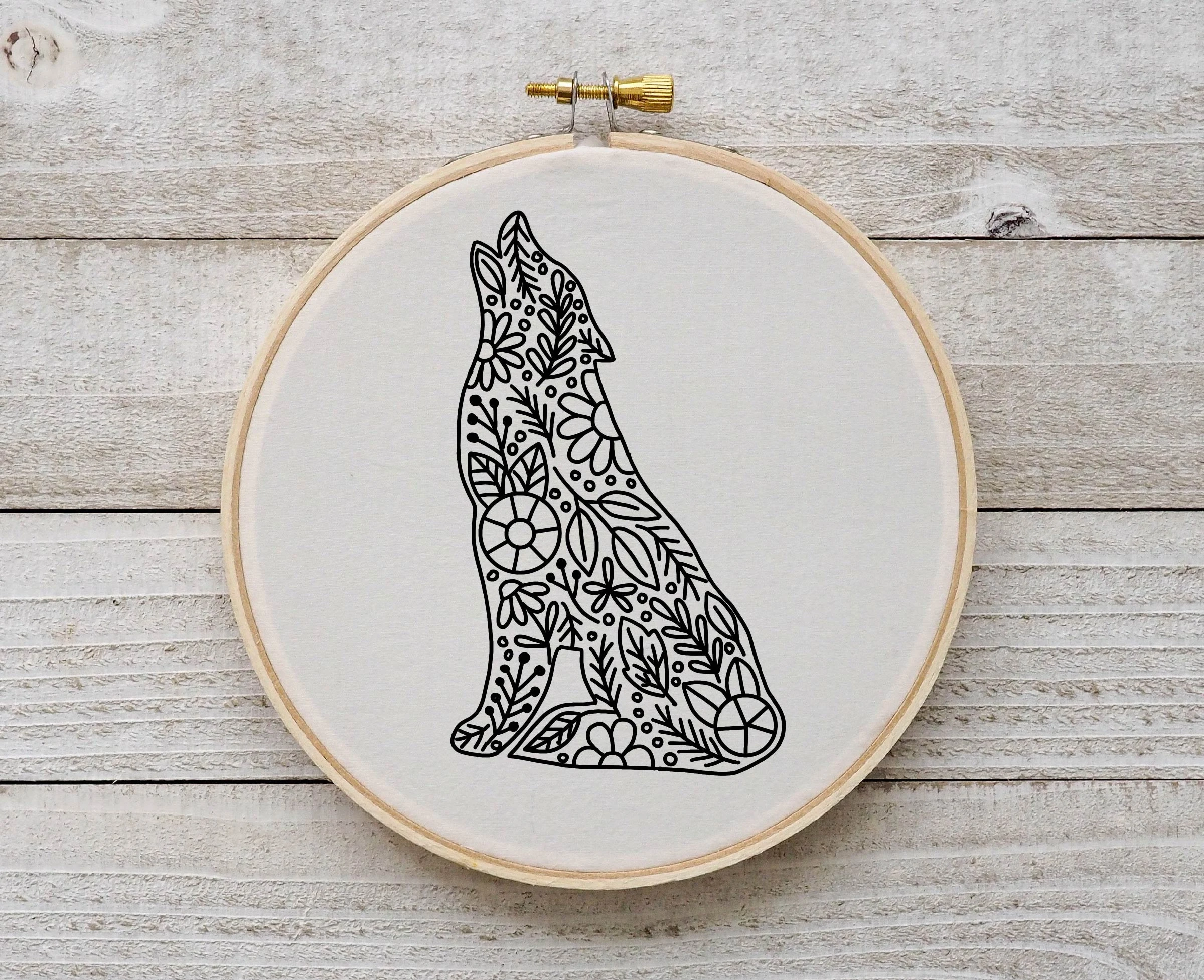 Buy Wolf Embroidery Flower Wolf Embroidery Animal Art Embroidery Pattern Wolf Art Hand Embroidery PDF Online In India Etsy