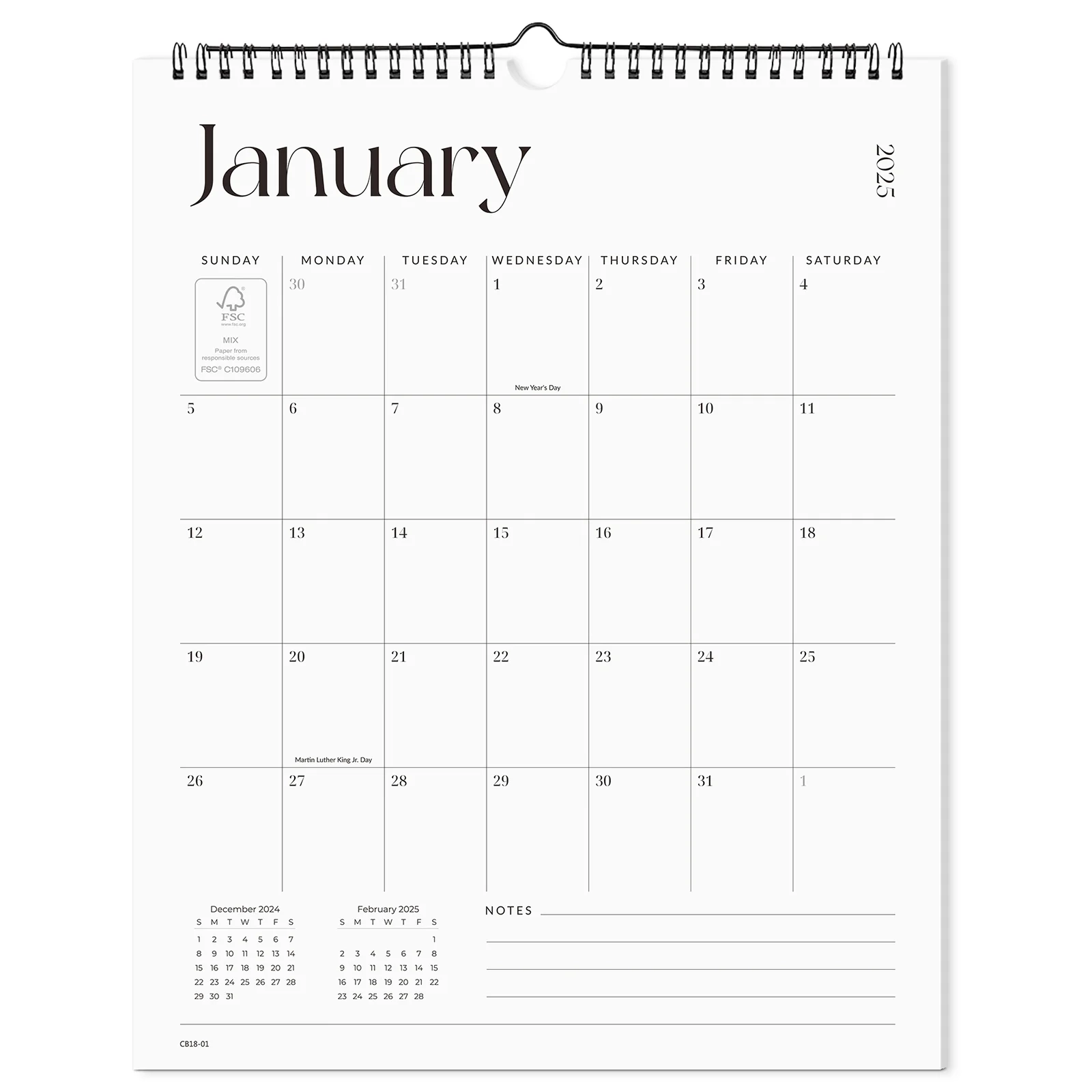 Cabbrix 2025 2026 Academic Wall Calendar Spiral Binding 12 L 15 W Simple Design