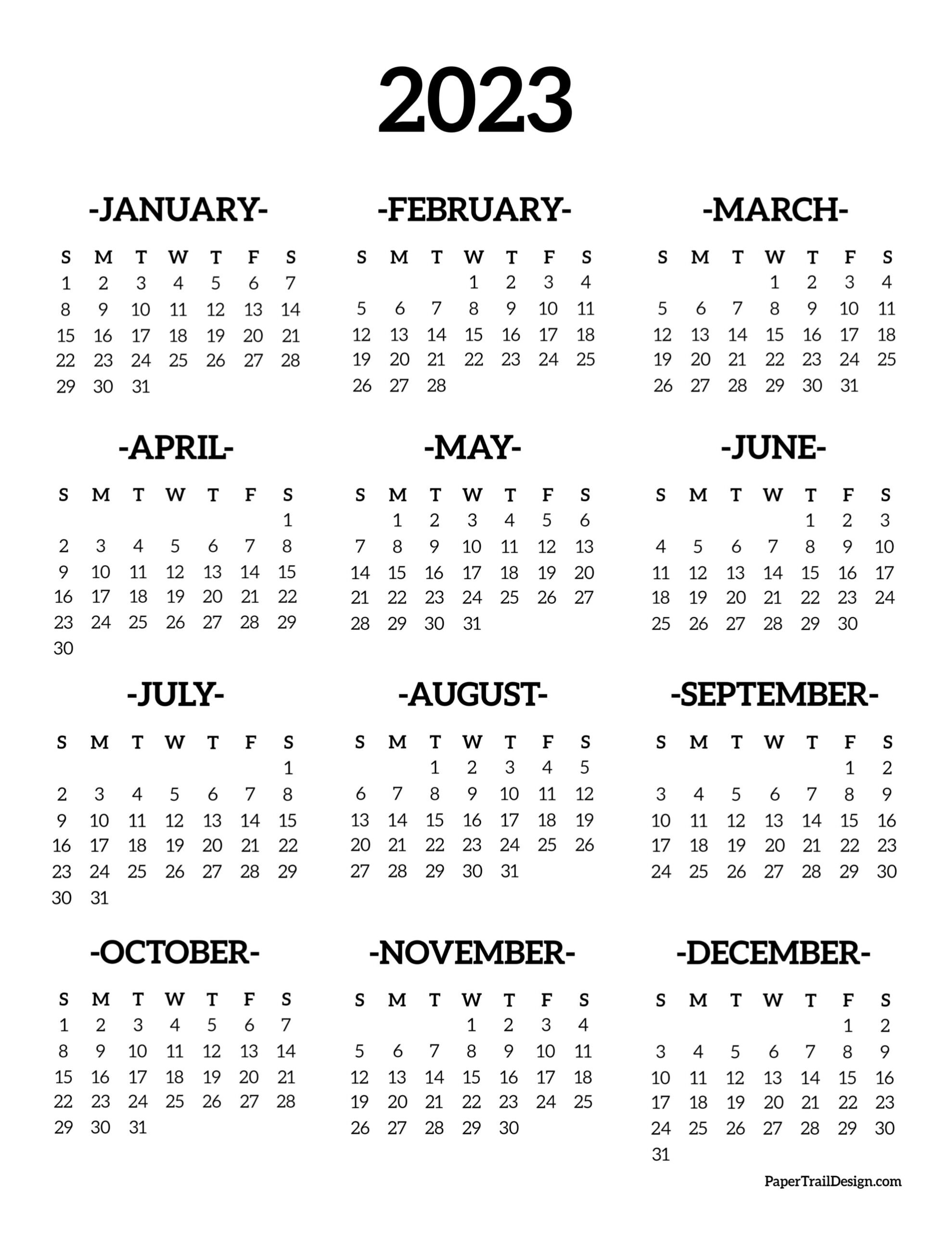 Paper Trail Design Free Printable Calendar