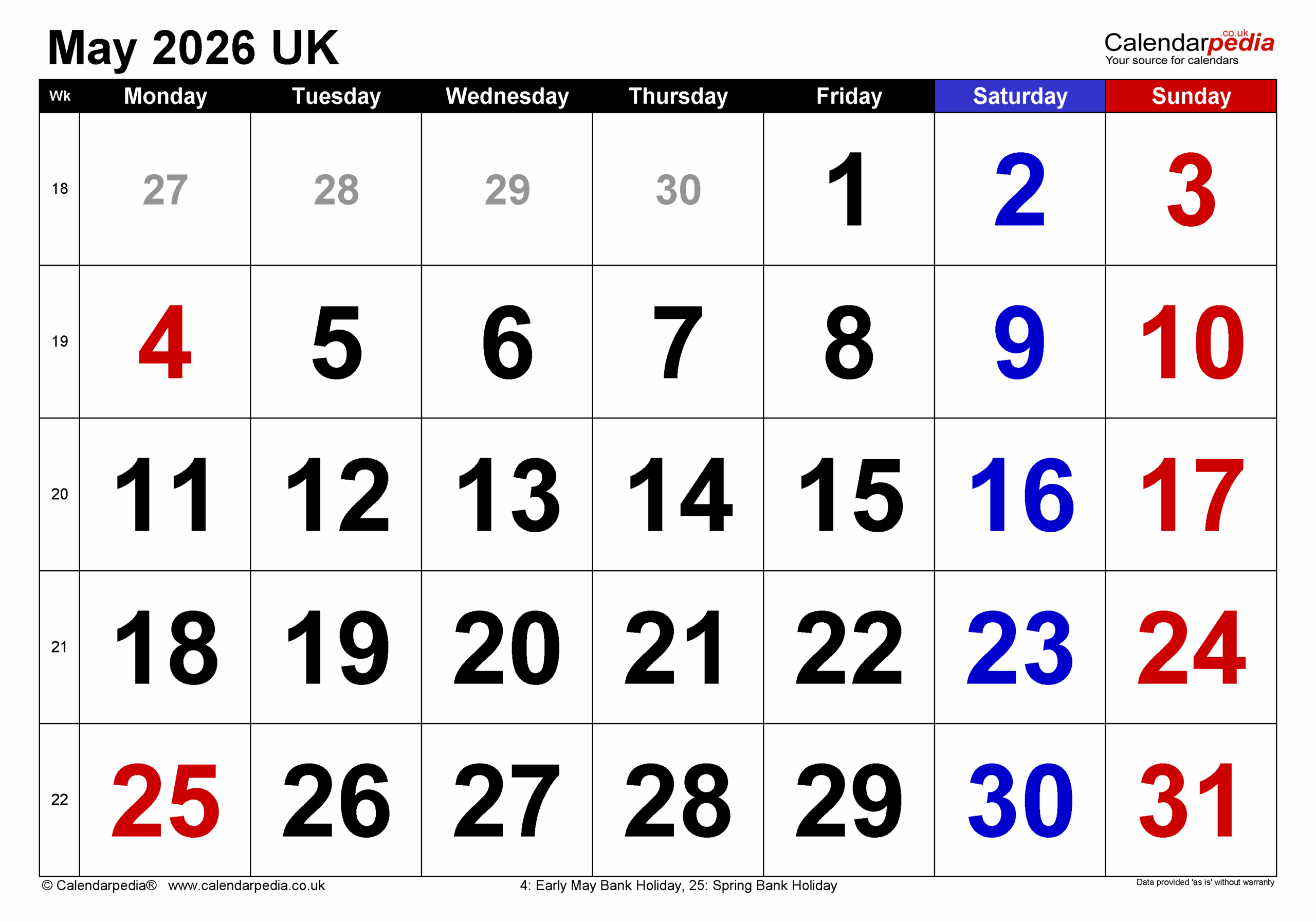 May 2026 Calendar