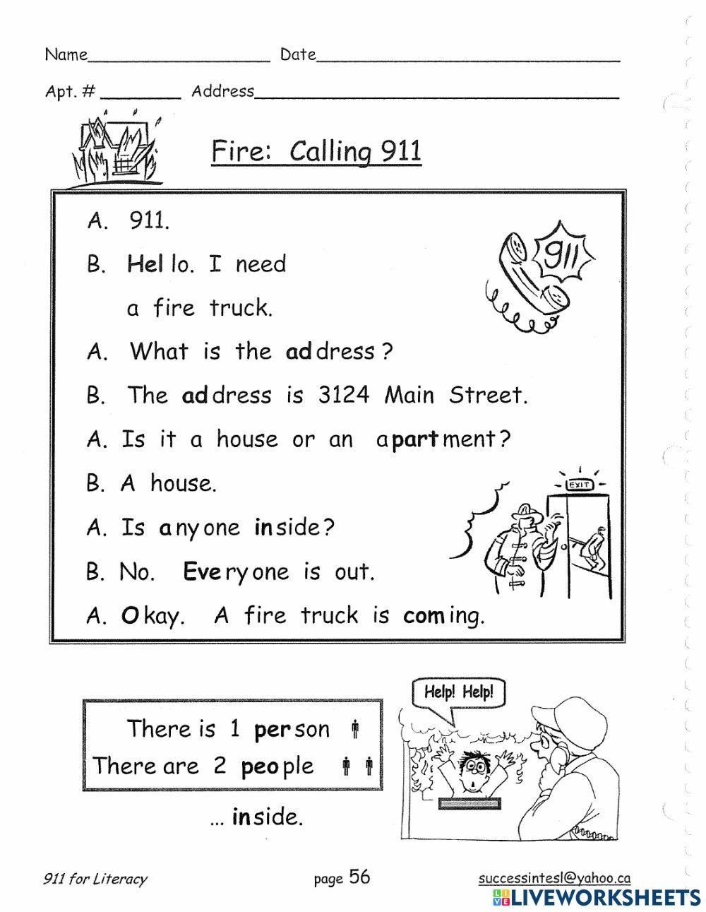 Free Printable 911 Worksheets